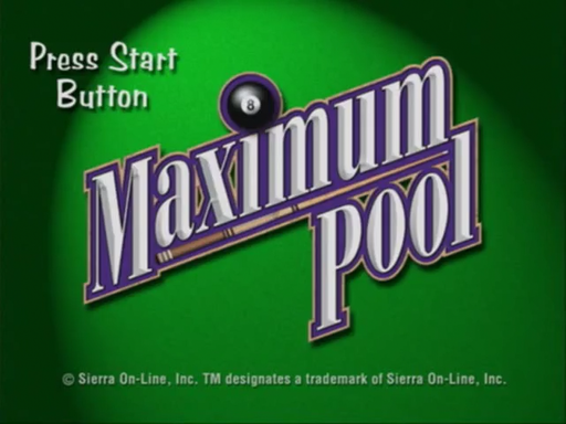 Maximum Pool title screen for Sega Dreamcast